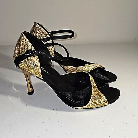 G Franco Shoes - GF Franco Gem Dance Salsa Black 3" heel Glimmer Shoes $125 Size 10 VGUC